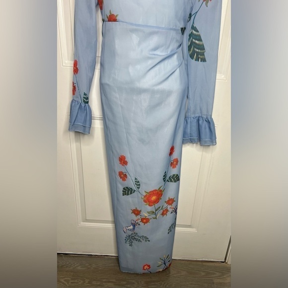 Oc Order Plus Blue Floral Maxi Tea Dress Size L NWT - Picture 10 of 10